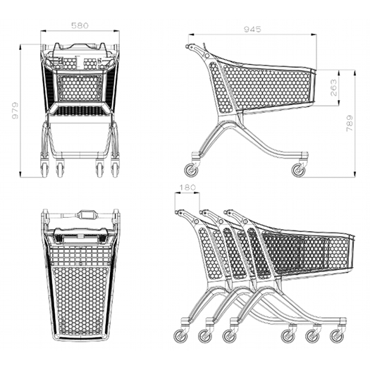 Chariot libre service moyenne surface