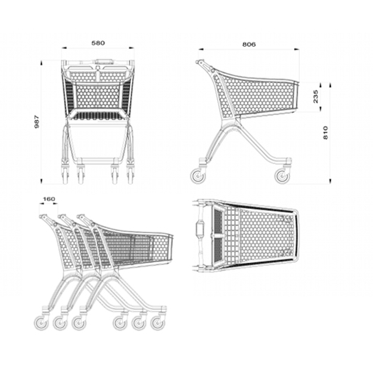 Chariot libre service supermarché